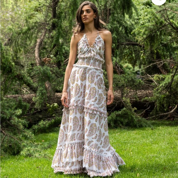 ROSEWATER House BAHAR RUFFLE DRESS - PINK PAISLEY - Picture 1 of 4